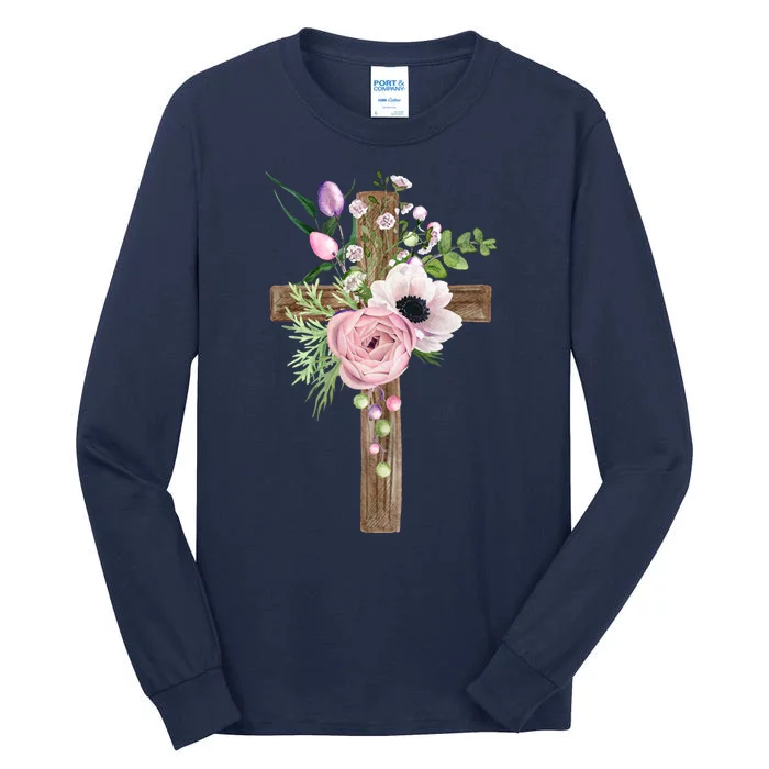 Easter Holiday Floral Cross Tall Long Sleeve T-Shirt