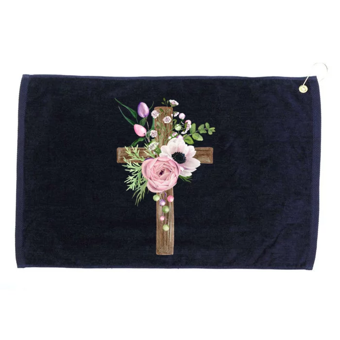 Easter Holiday Floral Cross Grommeted Golf Towel