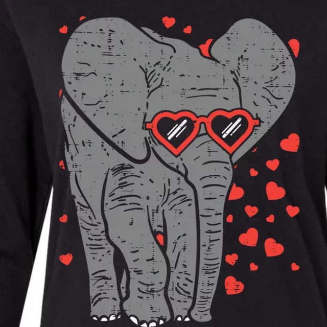 Elephant Heart Glasses Cute Valentines Day Animal Lover Gift Cool Gift Womens Cotton Relaxed Long Sleeve T-Shirt