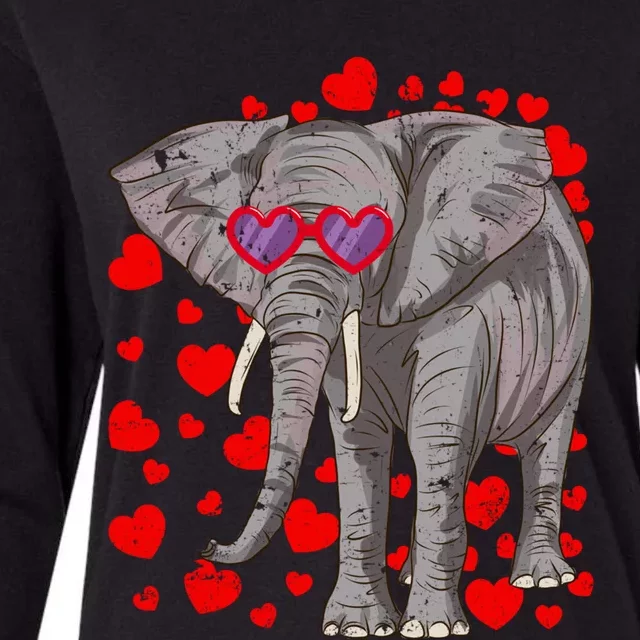 Elephant Heart Glasses Cute Valentines Day Animal Lover Gift Womens Cotton Relaxed Long Sleeve T-Shirt