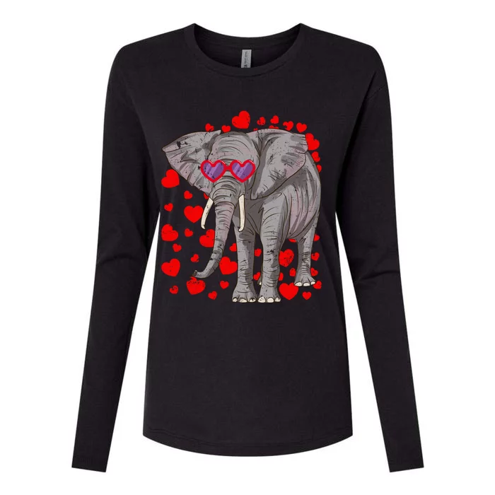 Elephant Heart Glasses Cute Valentines Day Animal Lover Gift Womens Cotton Relaxed Long Sleeve T-Shirt