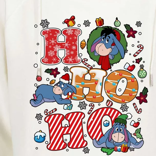 Eeyore Ho Ho Ho Cute Christmas Cute Lover Santa Claus Womens Funnel Neck Pullover Hood