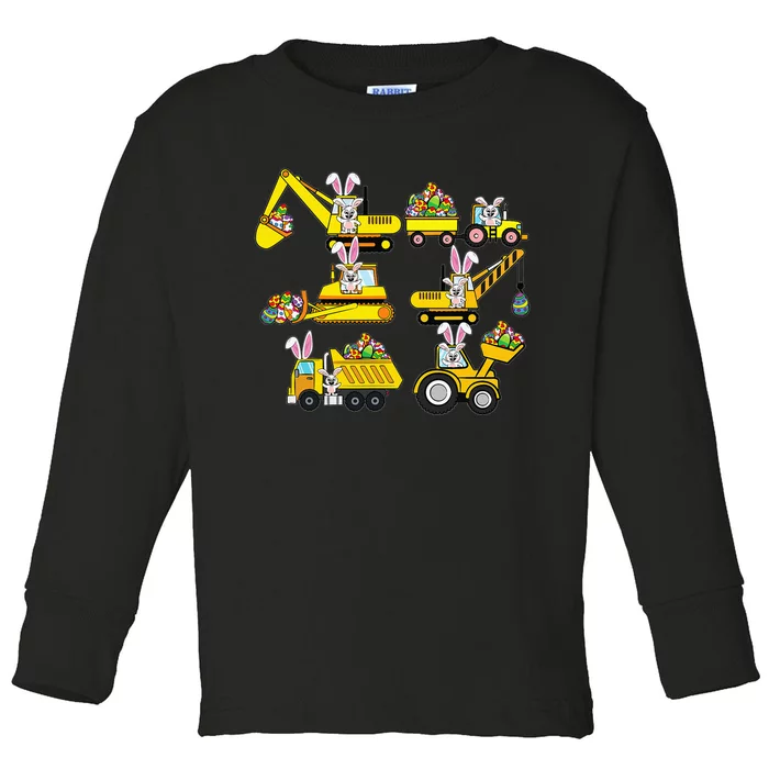 Egg Hunting Heavy Equipment Easter Construction Vehicle Toddler Long Sleeve Shirt