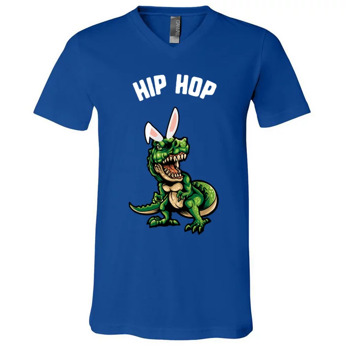 Easter Hip Hop Trex Dinosaur Bunny Ears Gift Spring Gift V-Neck T-Shirt