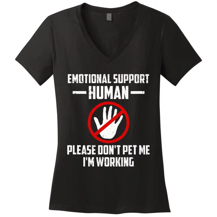 Emotionalsupport Human Halloween Costume Do Not Pet Me Women's V-Neck T-Shirt