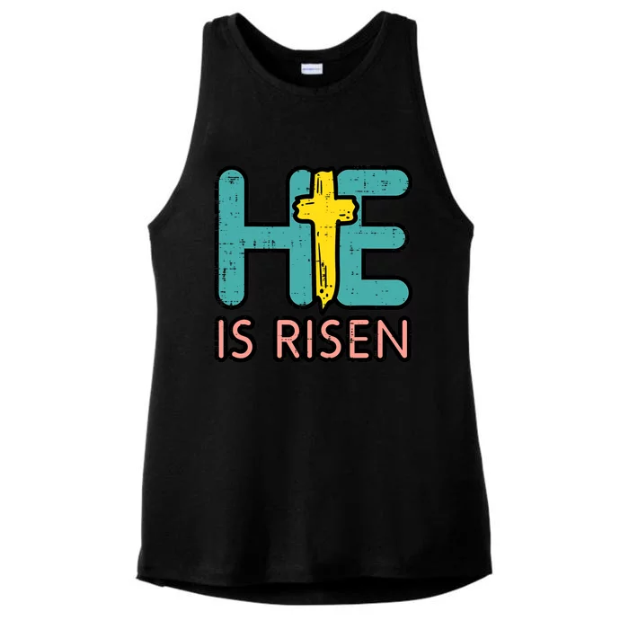 Easter He Is Risen Jesus Resurrection Christian Great Gift Ladies Tri-Blend Wicking Tank