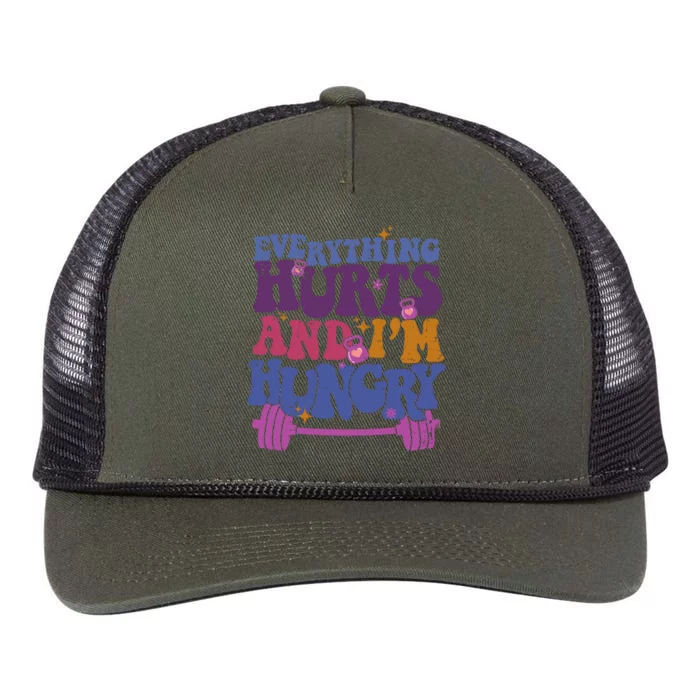 Everything Hurts IM Hungry Funny Workout Retro Rope Trucker Hat Cap