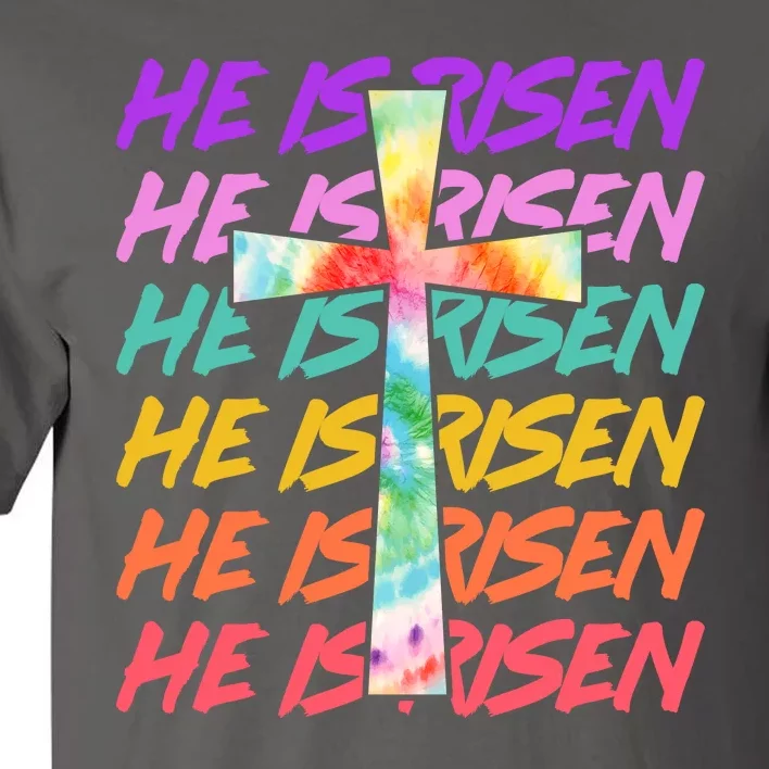 Easter He Is Risen Tie Dye Cross Tall T-Shirt