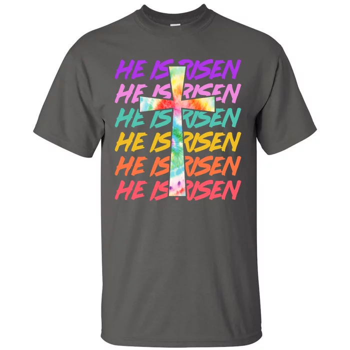 Easter He Is Risen Tie Dye Cross Tall T-Shirt