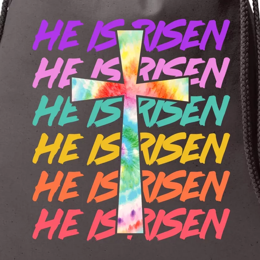 Easter He Is Risen Tie Dye Cross Drawstring Bag