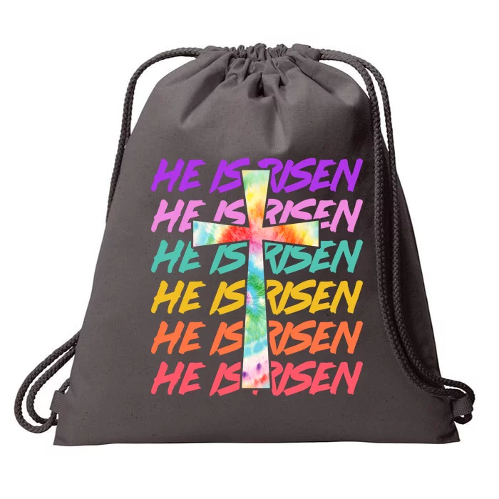 Easter He Is Risen Tie Dye Cross Drawstring Bag