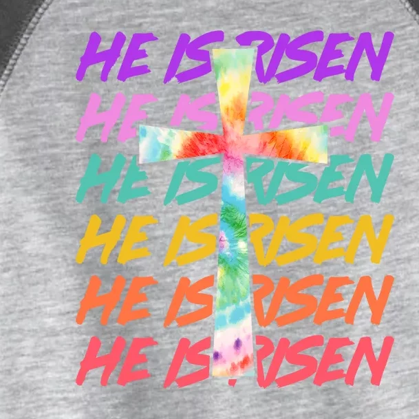 Easter He Is Risen Tie Dye Cross Toddler Fine Jersey T-Shirt