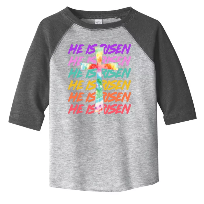 Easter He Is Risen Tie Dye Cross Toddler Fine Jersey T-Shirt