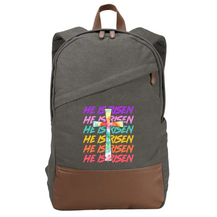 Easter He Is Risen Tie Dye Cross Cotton Canvas Backpack