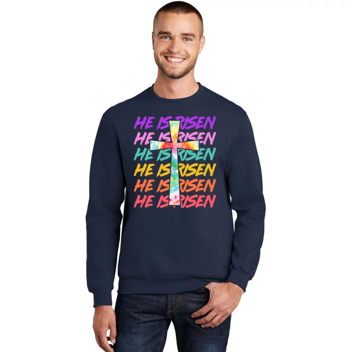 Easter He Is Risen Tie Dye Cross Sweatshirt