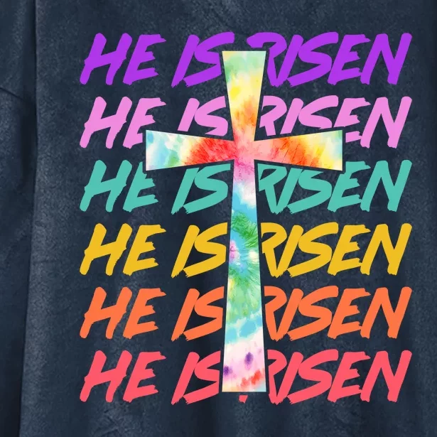 Easter He Is Risen Tie Dye Cross Hooded Wearable Blanket