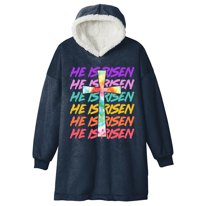 Easter He Is Risen Tie Dye Cross Hooded Wearable Blanket