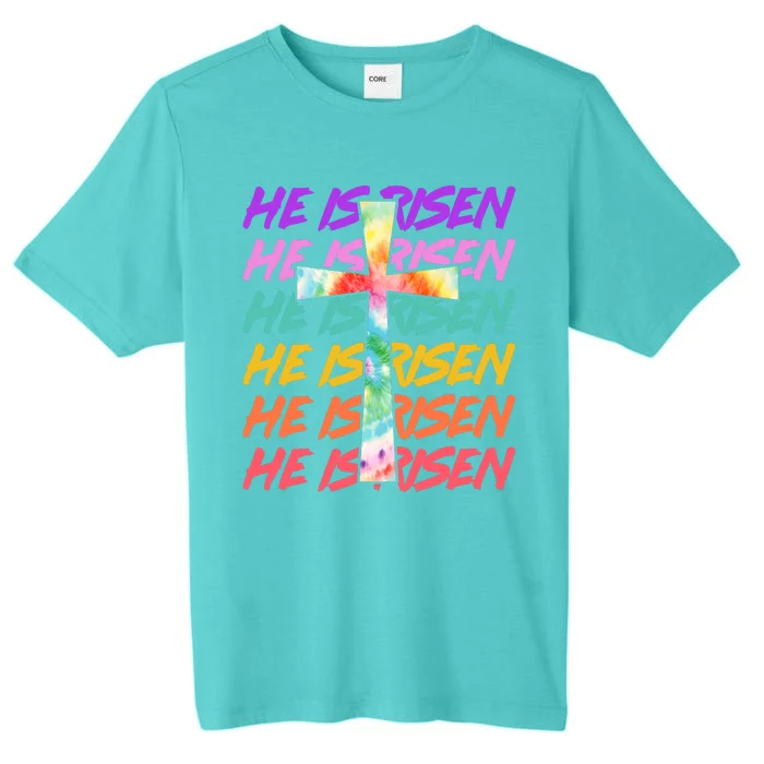 Easter He Is Risen Tie Dye Cross ChromaSoft Performance T-Shirt