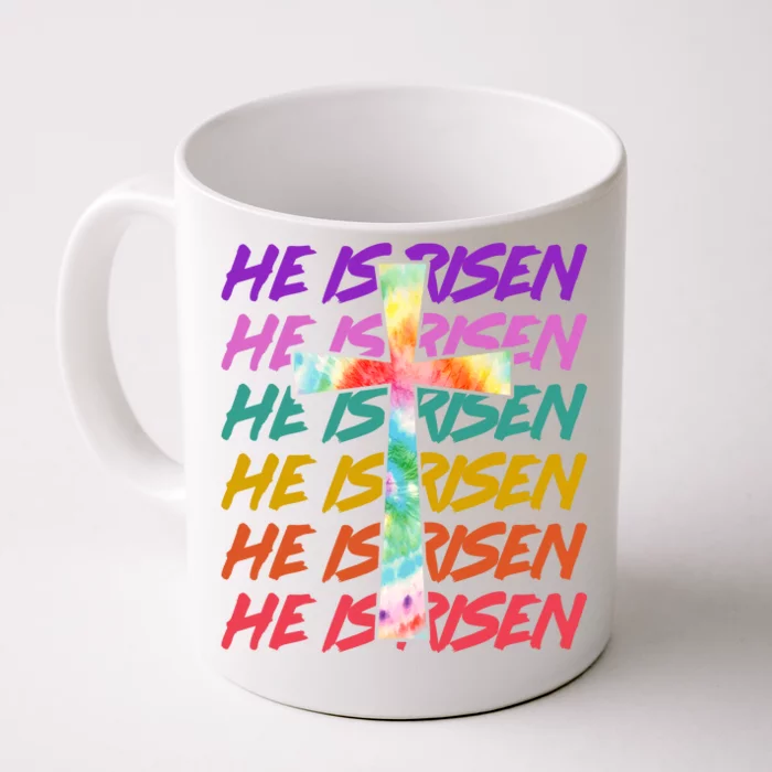 Easter He Is Risen Tie Dye Cross Front & Back Coffee Mug