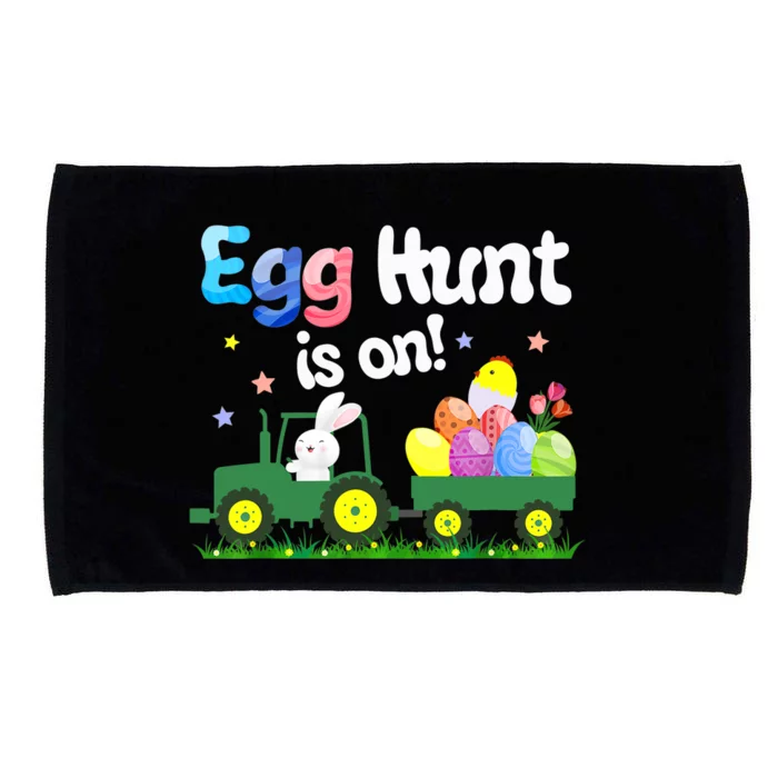 Egg Hunt Is On Tractor Funny Easter Bunny Boy Microfiber Hand Towel