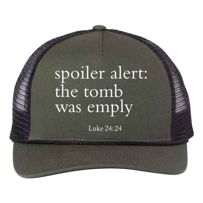 Easter He Is Risen Spoiler Alert The Tomb Is Empty Christian Funny Gift Retro Rope Trucker Hat Cap