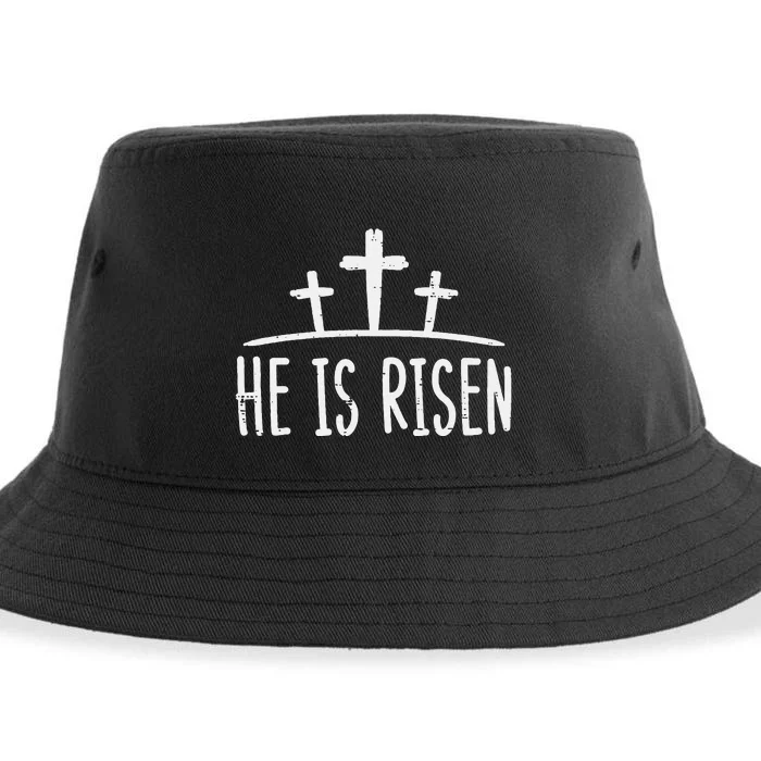 Easter He Is Risen Cross Religious Christian Sustainable Bucket Hat