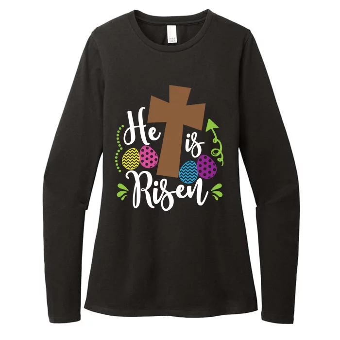 Easter He Is Risen Cross Womens CVC Long Sleeve Shirt