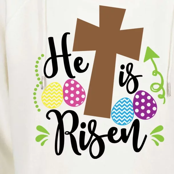 Easter He Is Risen Cross Womens Funnel Neck Pullover Hood