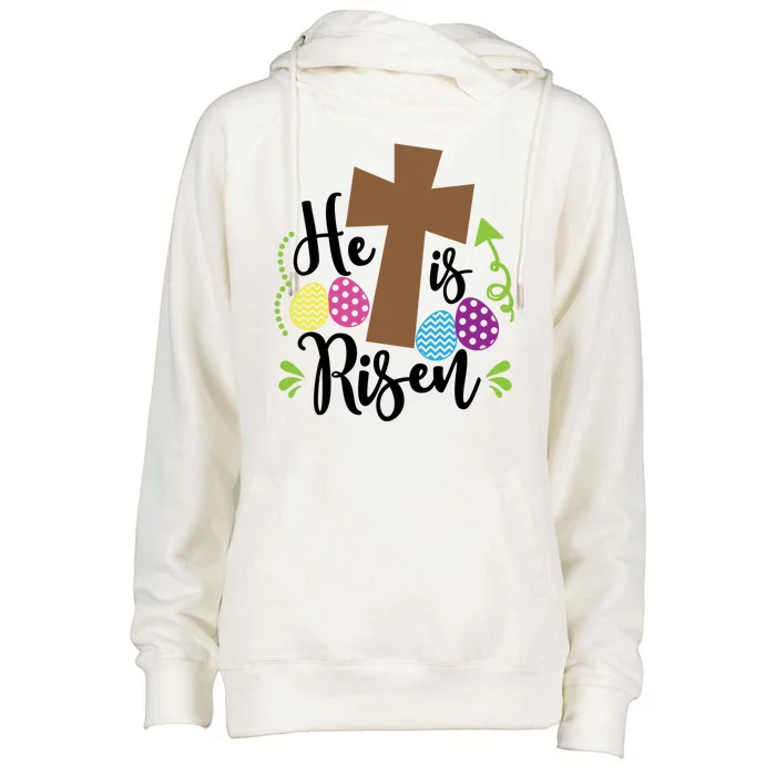 Easter He Is Risen Cross Womens Funnel Neck Pullover Hood