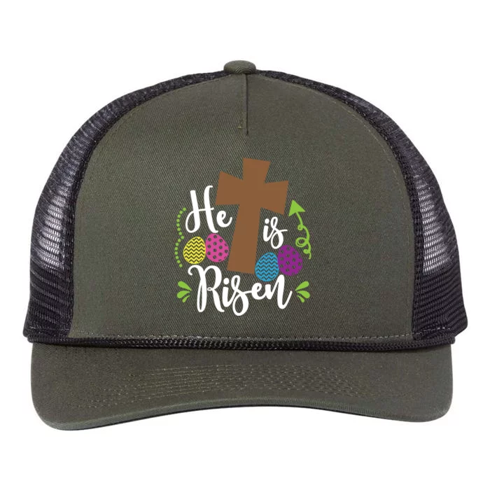 Easter He Is Risen Cross Retro Rope Trucker Hat Cap