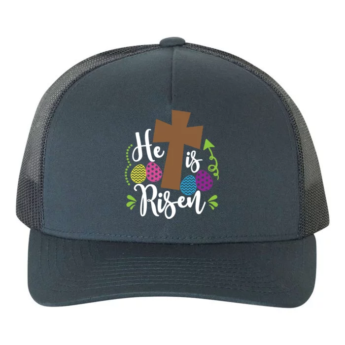 Easter He Is Risen Cross Yupoong Adult 5-Panel Trucker Hat