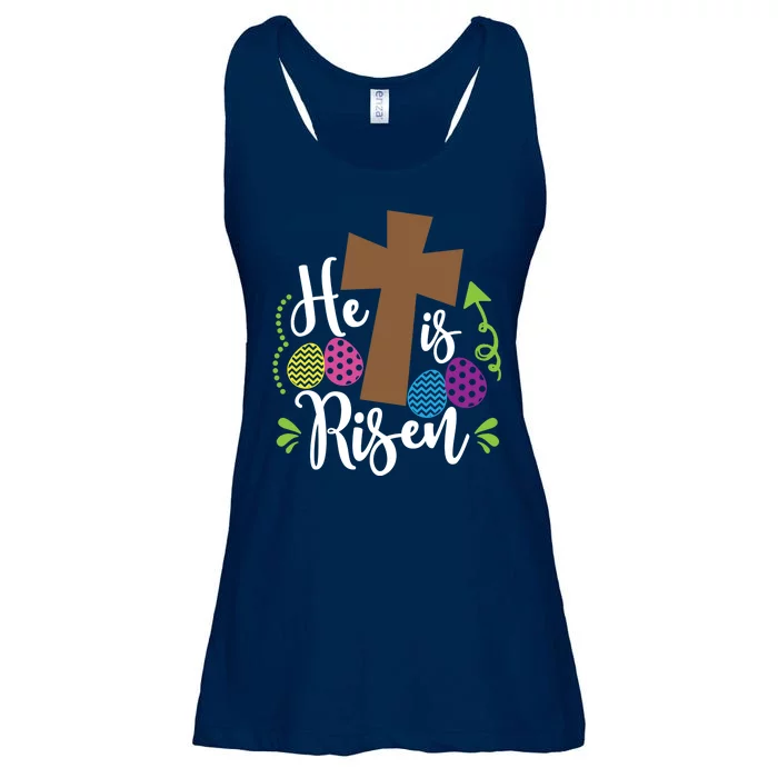 Easter He Is Risen Cross Ladies Essential Flowy Tank