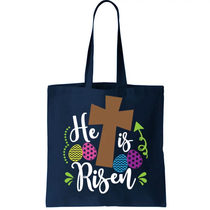 Easter He Is Risen Cross Tote Bag