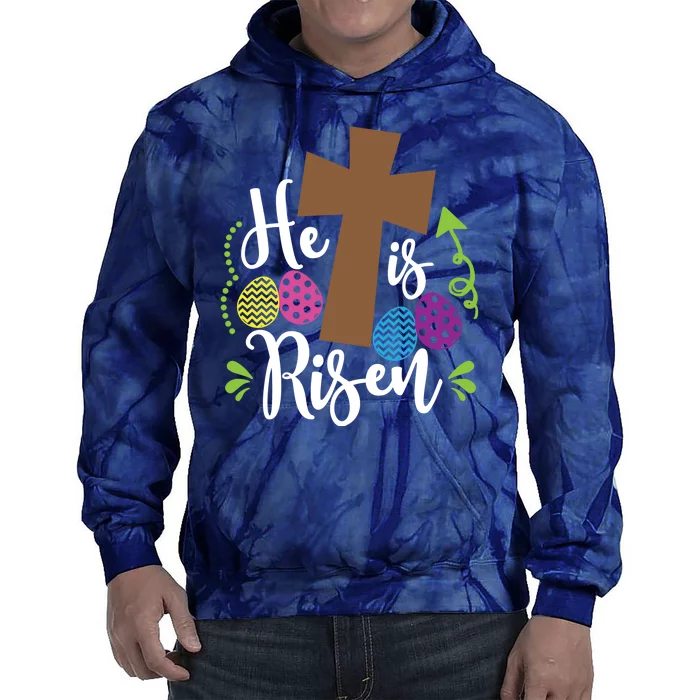 Easter He Is Risen Cross Tie Dye Hoodie