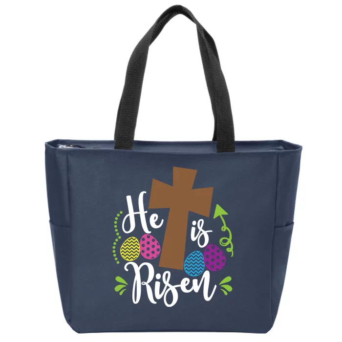 Easter He Is Risen Cross Zip Tote Bag