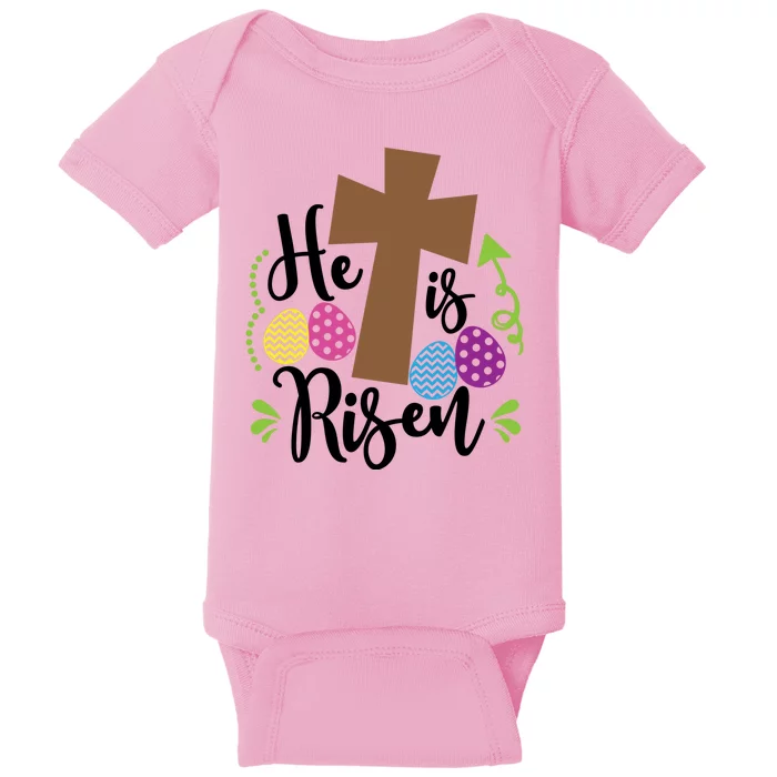 Easter He Is Risen Cross Baby Bodysuit