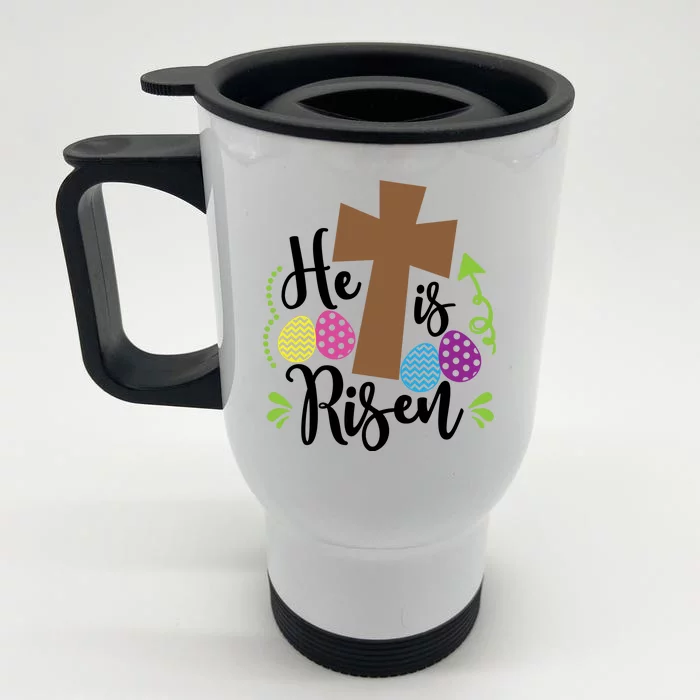 Easter He Is Risen Cross Front & Back Stainless Steel Travel Mug