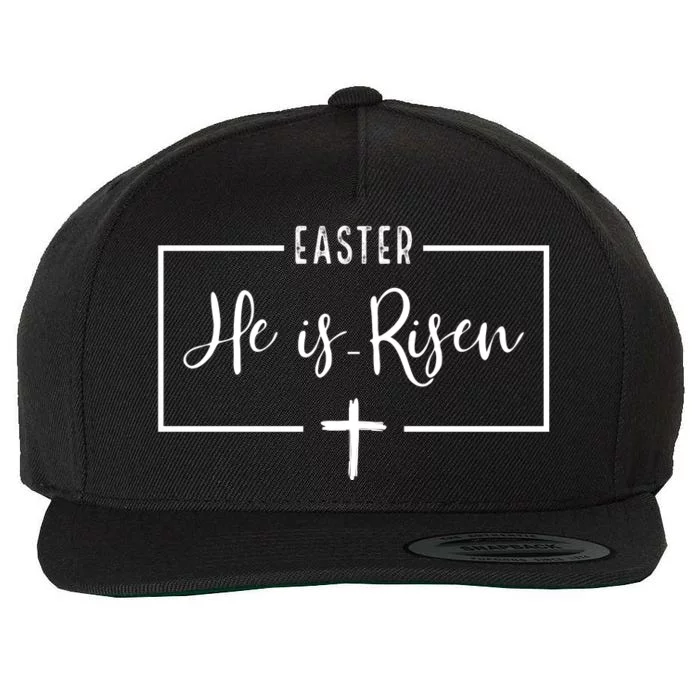 Easter He Is Risen Cross Christianity Wool Snapback Cap