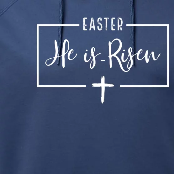 Easter He Is Risen Cross Christianity Performance Fleece Hoodie