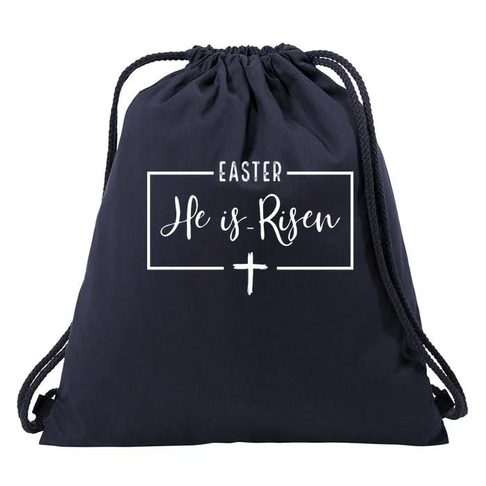 Easter He Is Risen Cross Christianity Drawstring Bag