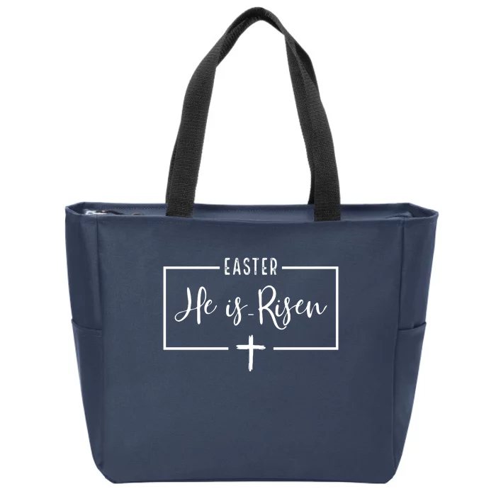 Easter He Is Risen Cross Christianity Zip Tote Bag