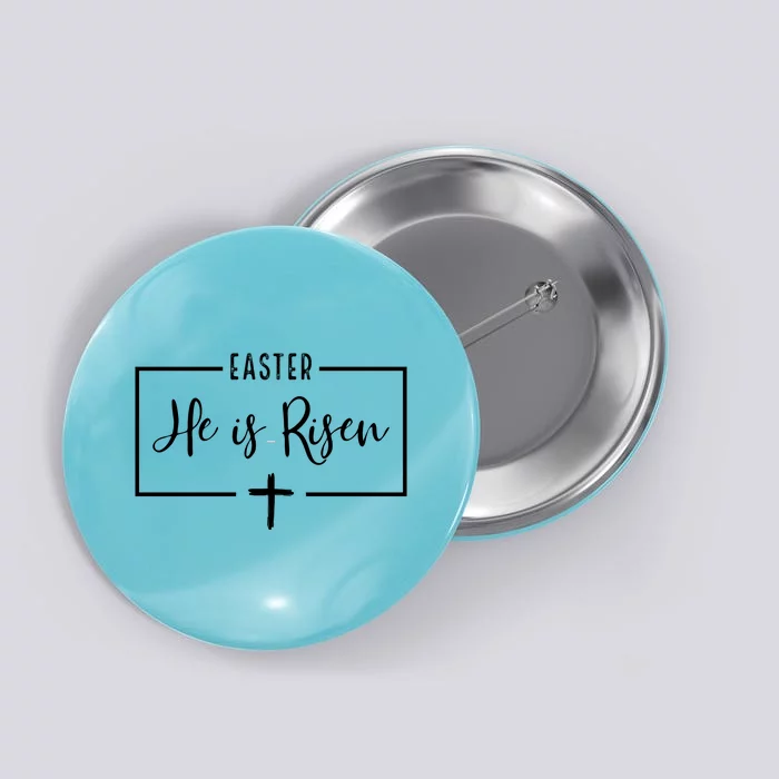 Easter He Is Risen Cross Christianity Button