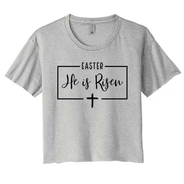 Easter He Is Risen Cross Christianity Women's Crop Top Tee