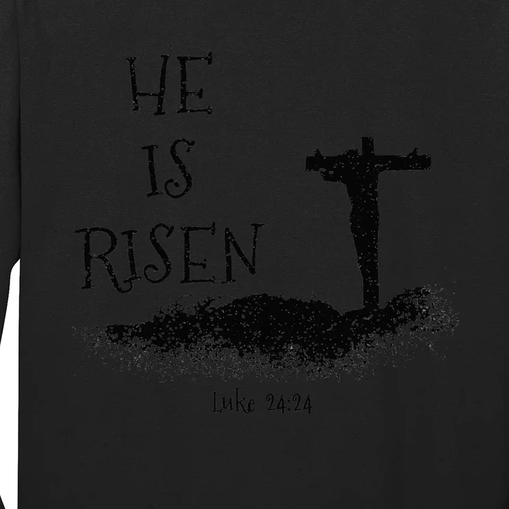 Easter He Is Risen Religious Palm Sunday cross Long Sleeve Shirt