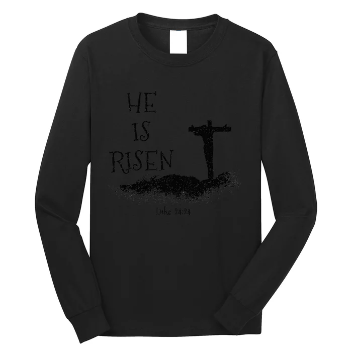 Easter He Is Risen Religious Palm Sunday cross Long Sleeve Shirt