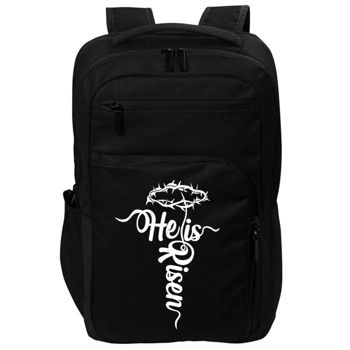 Easter He Is Risen Jesus Crown Of Thorns Cross Impact Tech Backpack