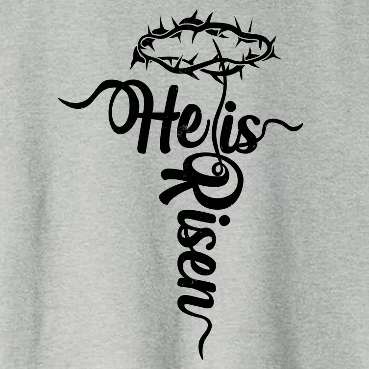 Easter He Is Risen Jesus Crown Of Thorns Cross Women's Crop Top Tee