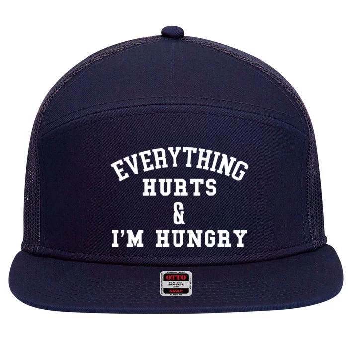 Everything Hurts Im Hungry Running Marathon Runner 7 Panel Mesh Trucker Snapback Hat