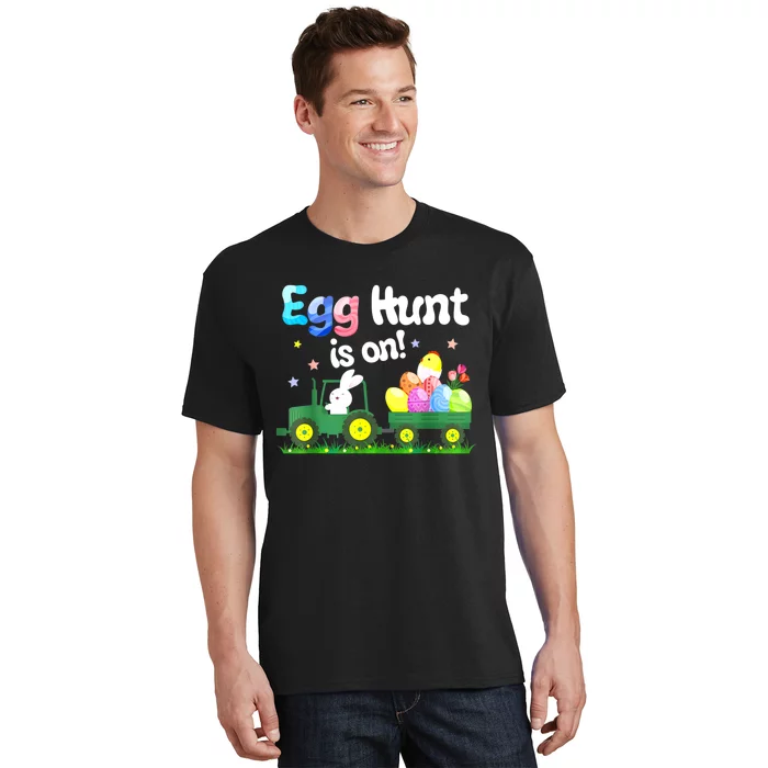 Egg Hunt Is On Tractor Funny Easter Bunny T-Shirt