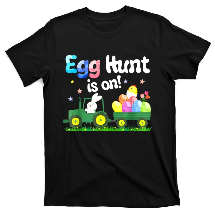 Egg Hunt Is On Tractor Funny Easter Bunny T-Shirt